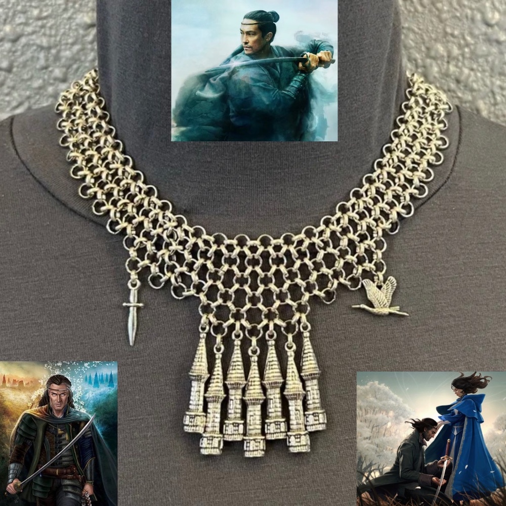 Lan Mandragoran Wheel of Time Handmade Character Chainmail Necklace, 7 Towers